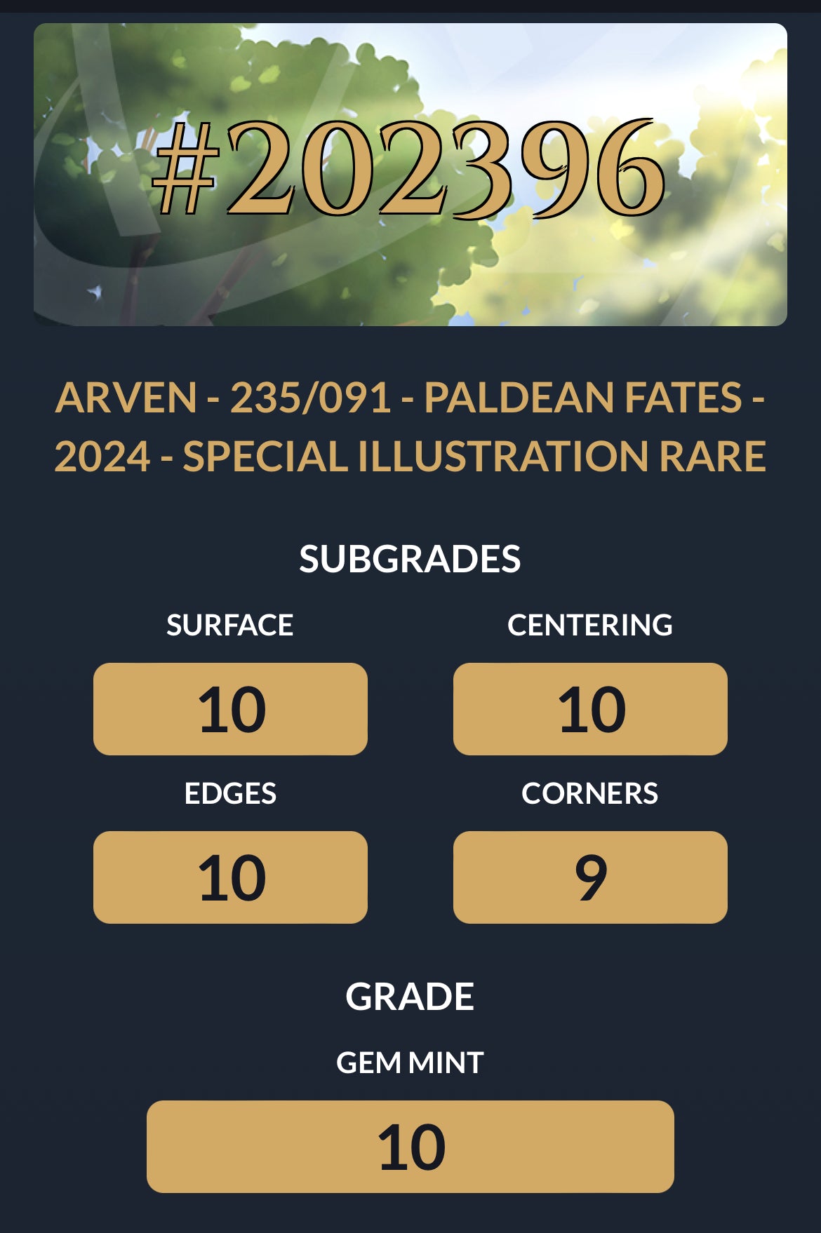 2024 - Arven - Paldean Fates - 235/091 (10 GEM MINT)