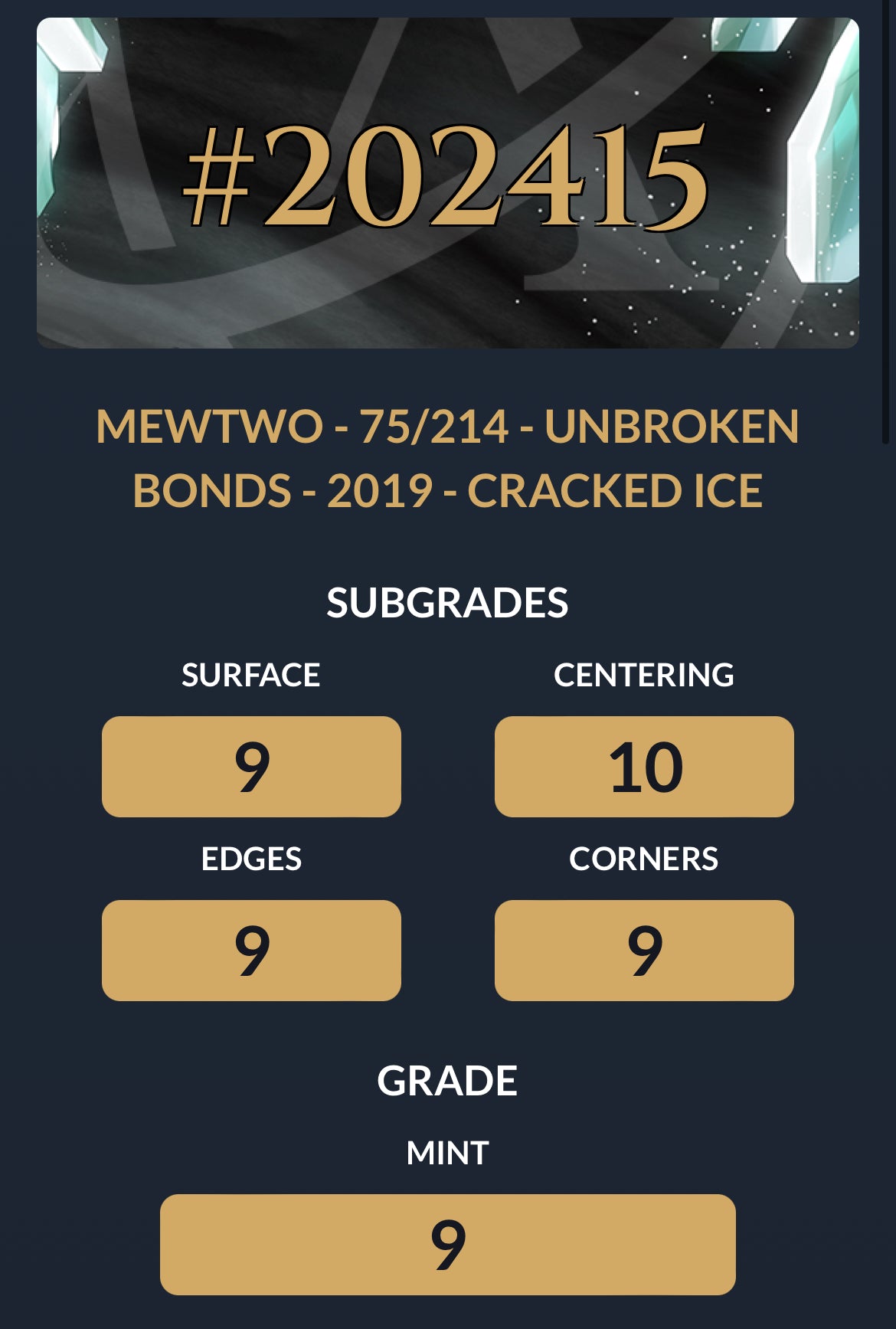 2019 - Mewtwo - Unbroken Bonds - 75/214 (9 MINT)