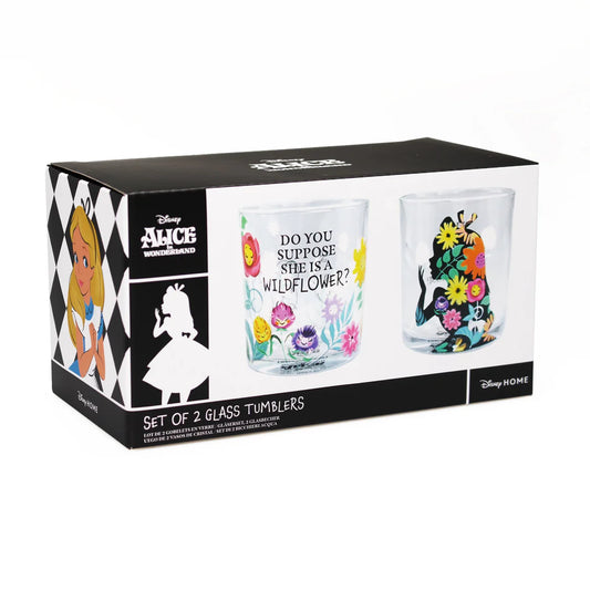 Glasses Set of 2 Boxed (300ml) - Alice in Wonderland